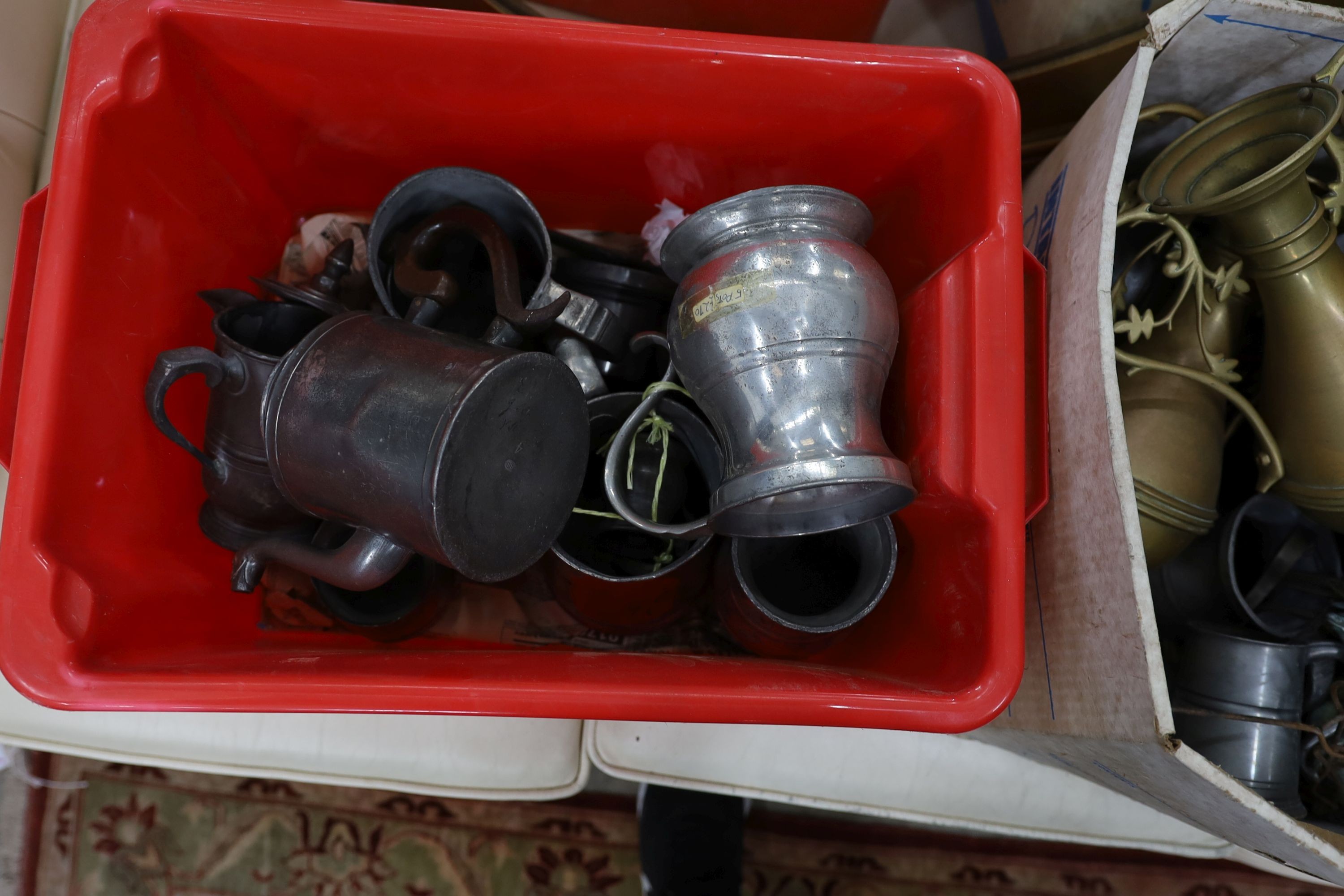 Four boxes of assorted metalware